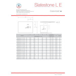 Rechteckduschwanne Slatestone L E, 150 x 100 x 3 cm, weiß