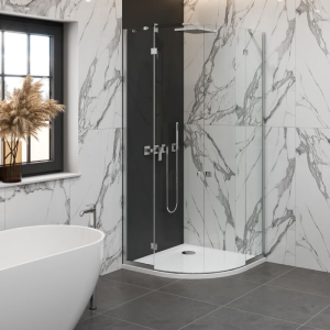 Viertelkreisduschwanne Geostone Giro R, 80 x 80 x 2 cm, schneeweiß matt R55
