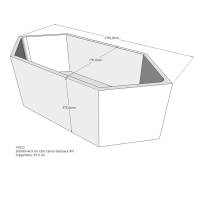 Badewannenträger für Carina, 180 x 80 x 57,5 cm