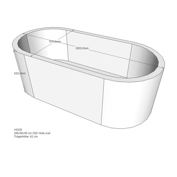 Badewannenträger für Viola, 185 x 90 x 62 cm