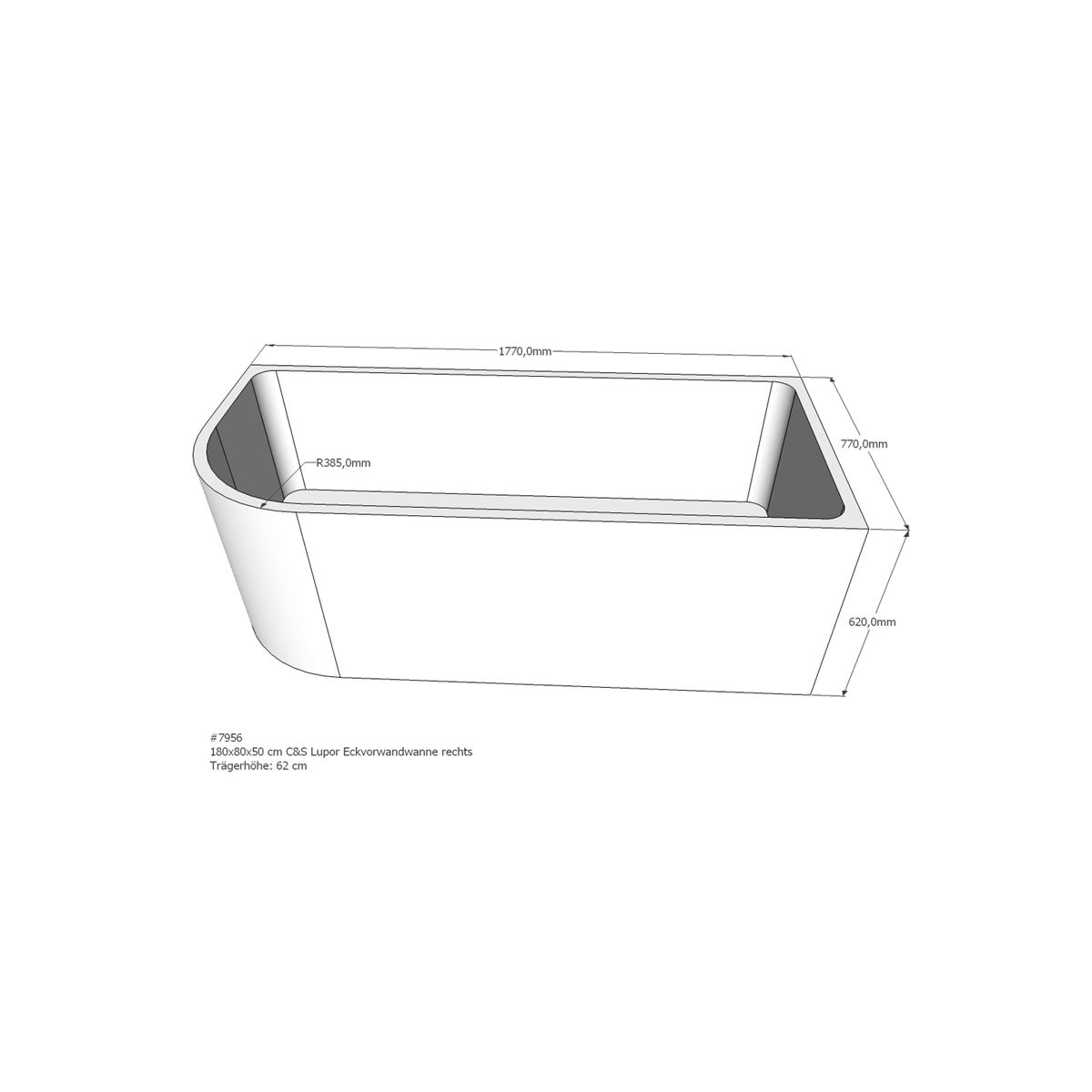 Badewannentr&auml;ger f&uuml;r Lupor, 180 x 80 x...