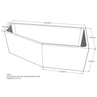 Badewannenträger für Lupor, 169 x 74,5 x 57,5 cm rechts
