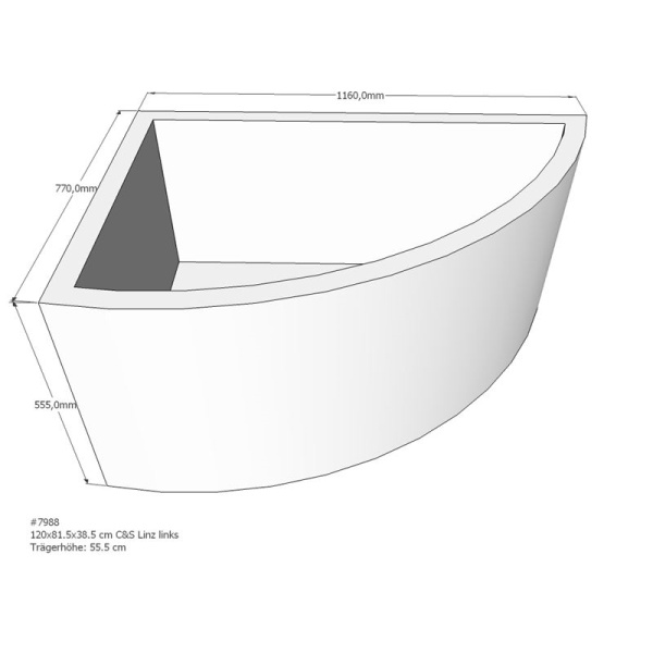 Badewannenträger für Linz, 120 x 81,5 x 55,5 cm links