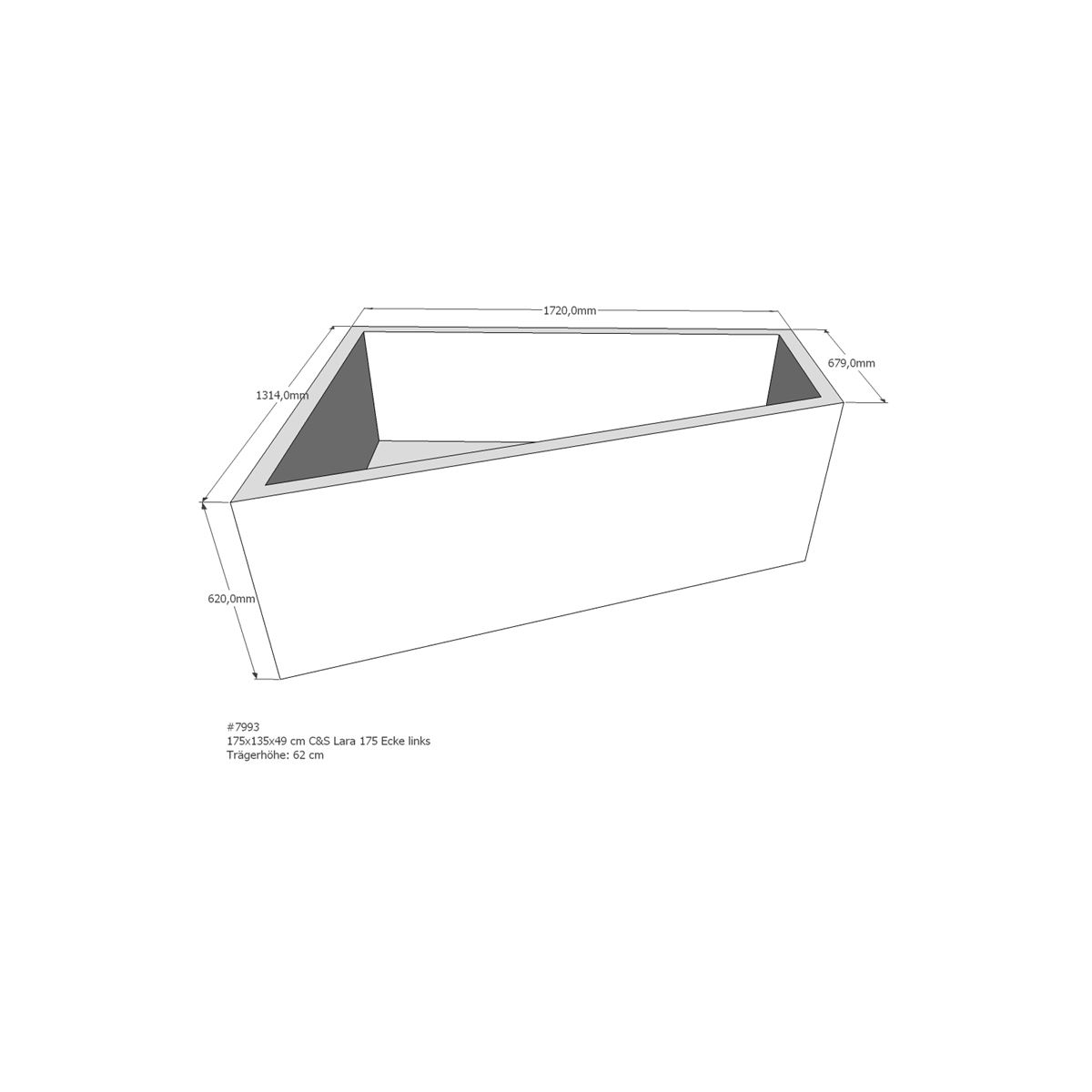Badewannenträger für Lara, 175 box