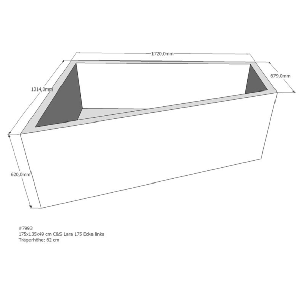 Badewannenträger für Lara, 175 x 135 x 62 cm links