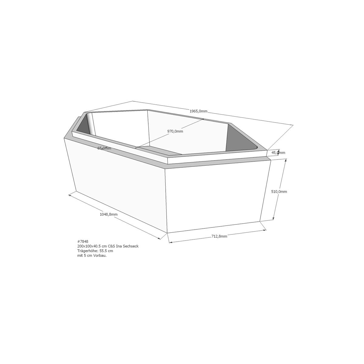 Badewannenträger für Ina, 210  box