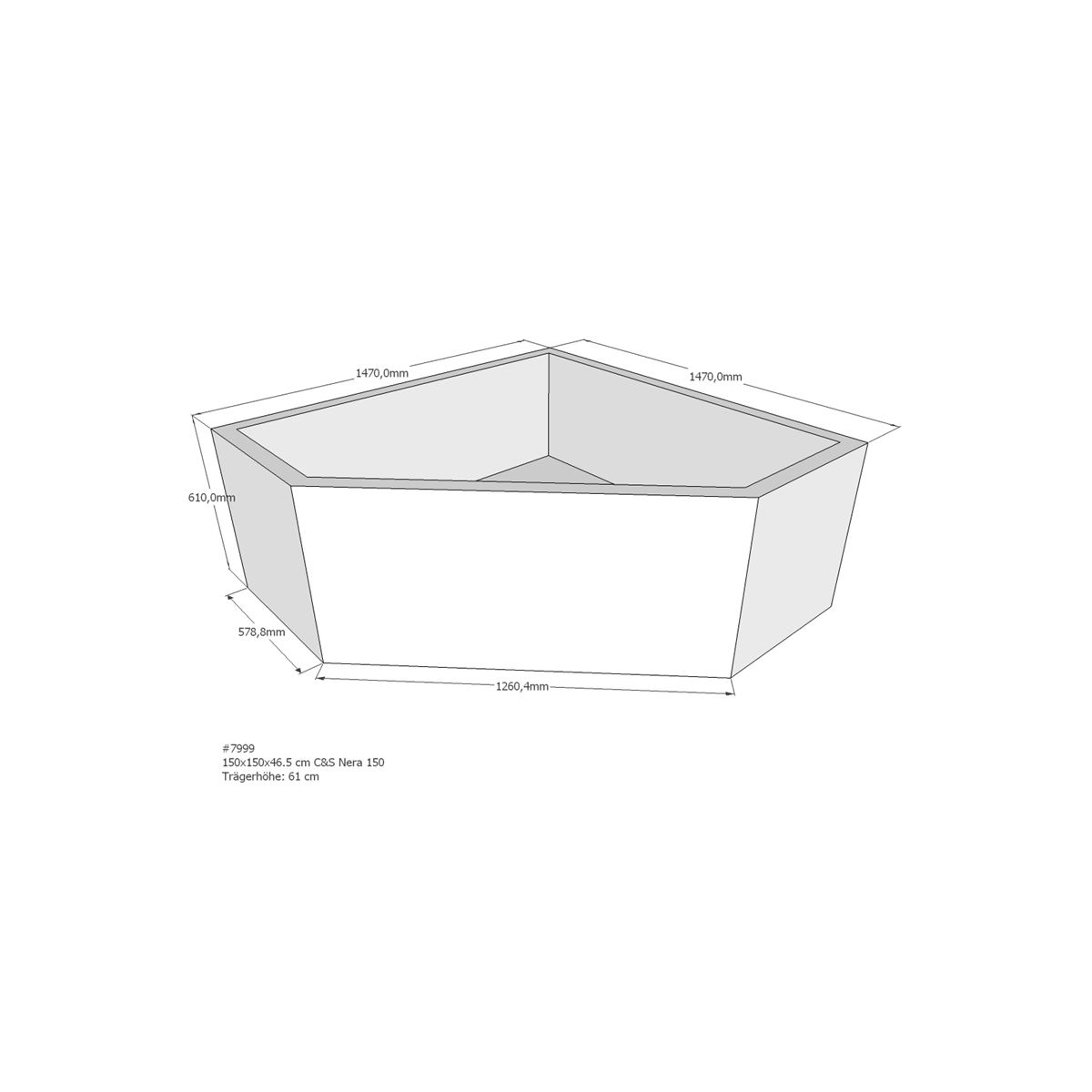 Badewannenträger für Nera, 150 box