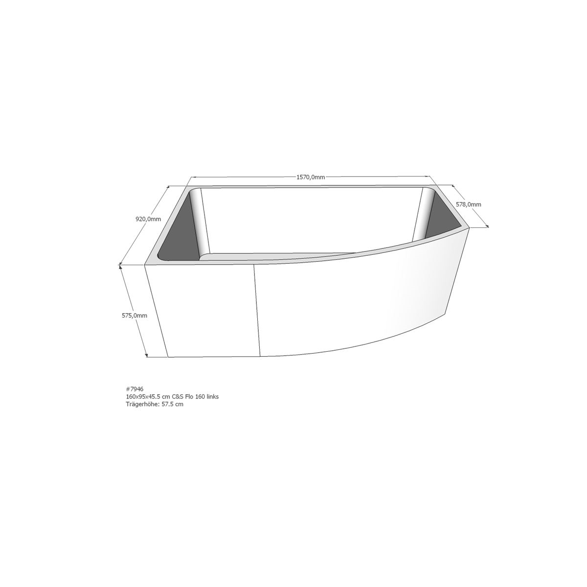 Badewannenträger für Flo, 160  box