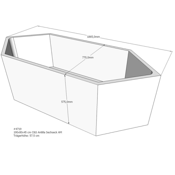 Badewannenträger für Antilla, 190 x 80 x 57,5 cm
