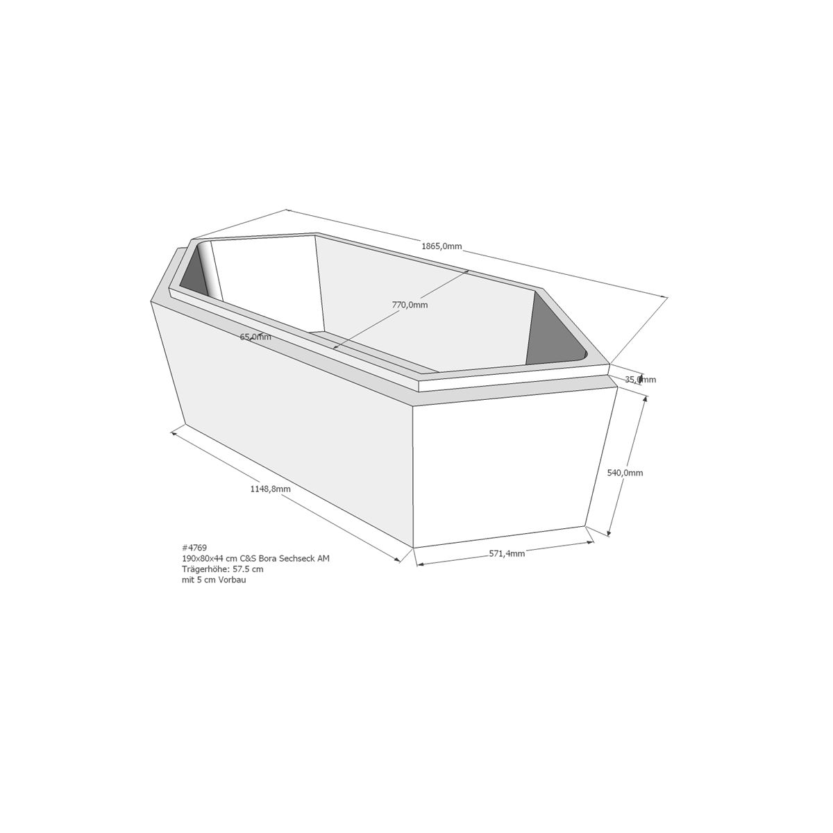 Badewannenträger für Bora, 199 box