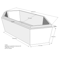 Badewannenträger für Bora, 199 x 85 x 57,5 cm