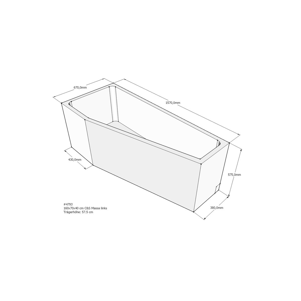 Badewannentr&auml;ger f&uuml;r Massa, 160 x 70 x...