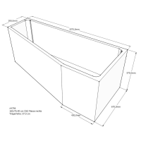 Badewannenträger für Massa, 160 x 70 x 57,5 cm rechts