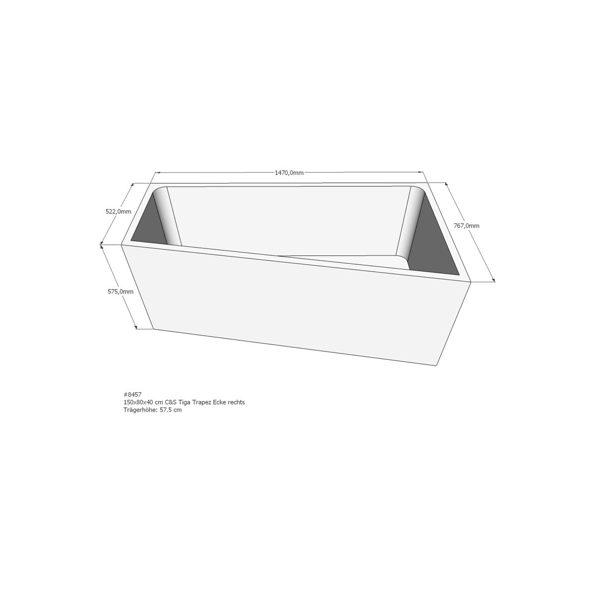 Badewannentr&auml;ger f&uuml;r Tiga, 150 x 80 x...