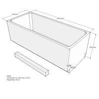 Badewannenträger für Tulu, 169 x 74,5 x 60 cm