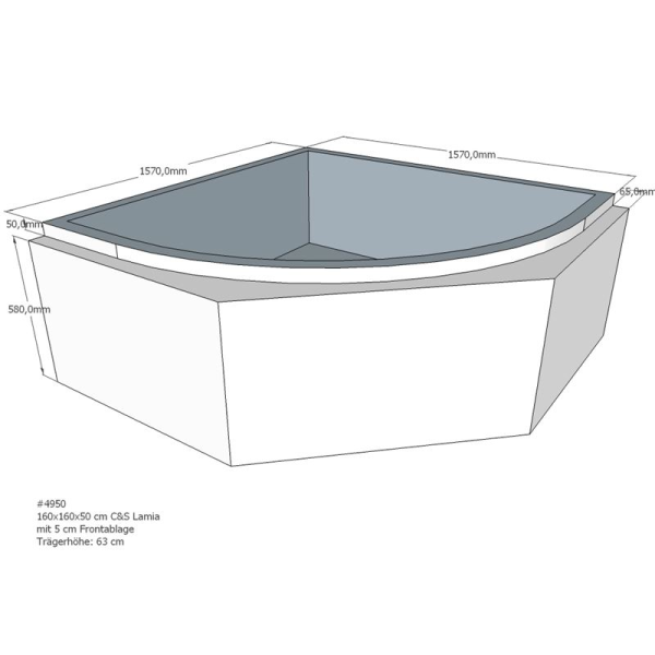Badewannenträger für Lamia, 165 x 165 x 63 cm