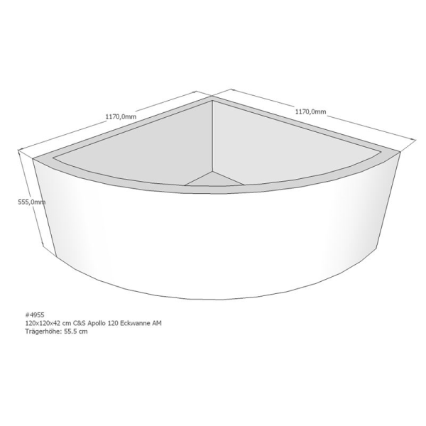 Badewannenträger für Apollo, 120 x 120 x 55,5 cm