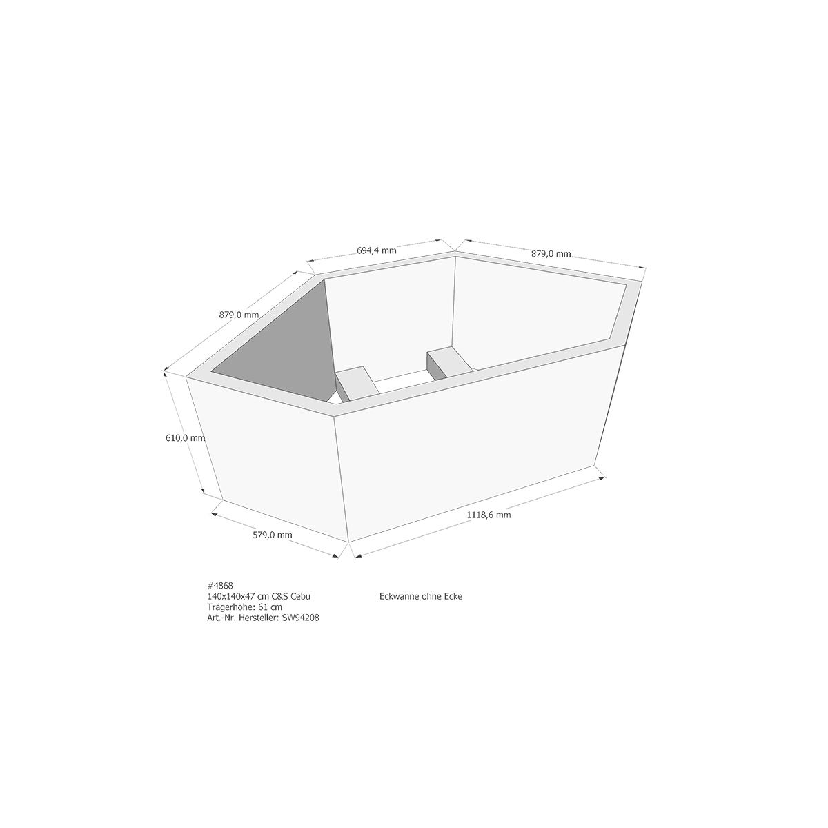 Badewannenträger für Cebu, 140 box