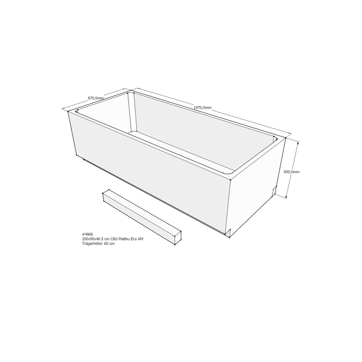 Badewannenträger für Malibu Eco, 200 x 90 x 60 cm