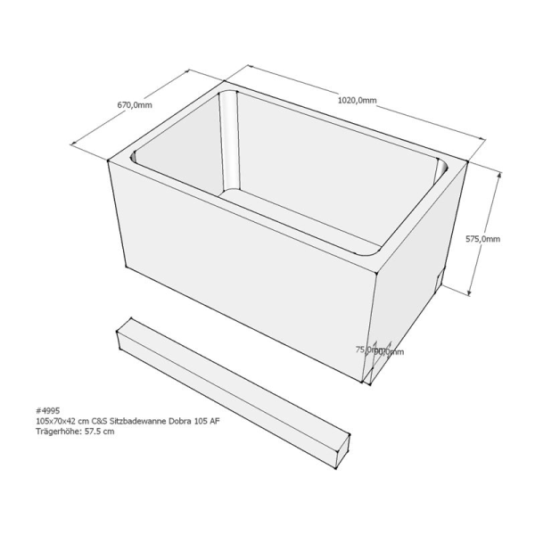 Badewannenträger für Sitzbadewanne Dobra, 105 x 70 x 57,5 cm
