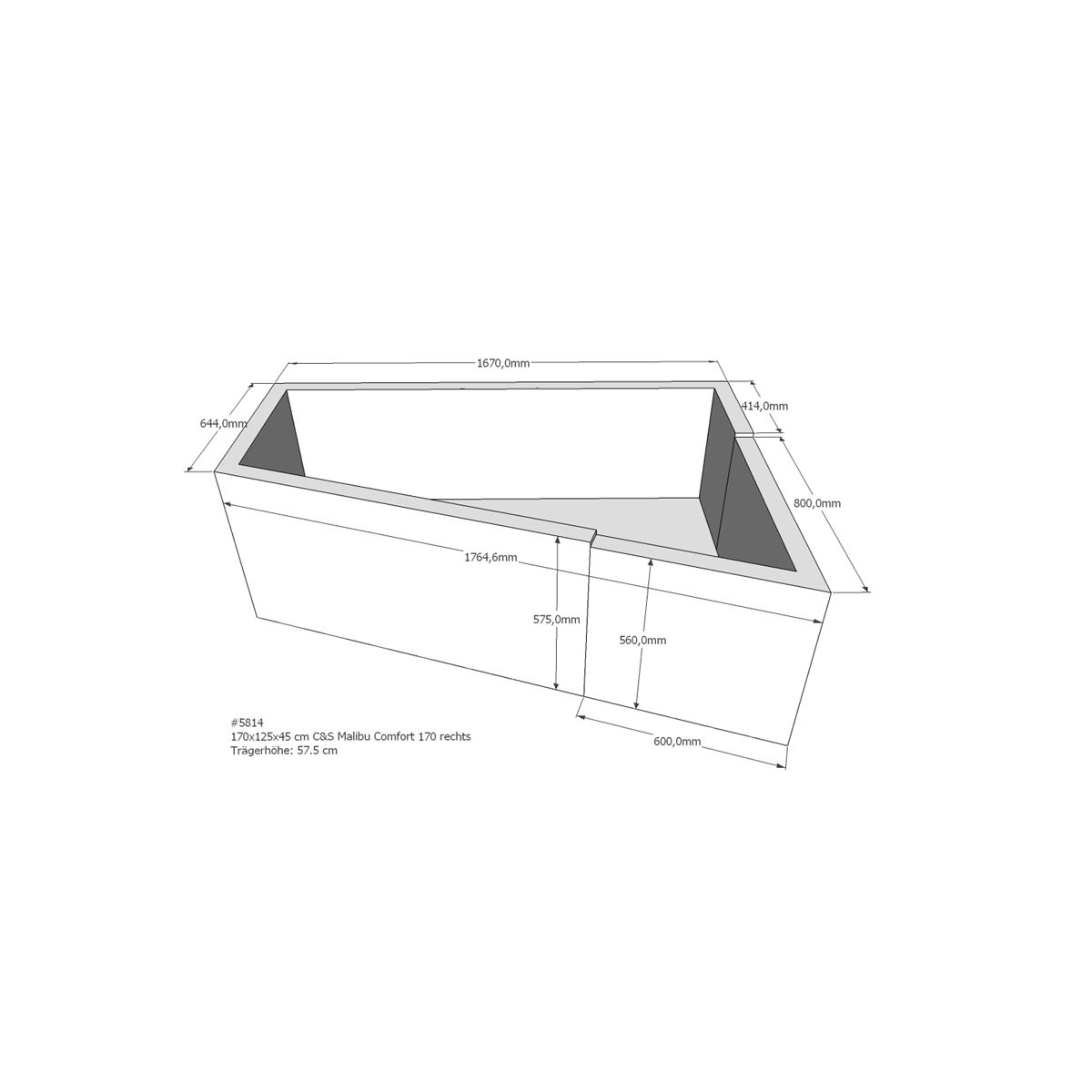 Badewannenträger für Malibu Comfort, 170 x 125 x 5
