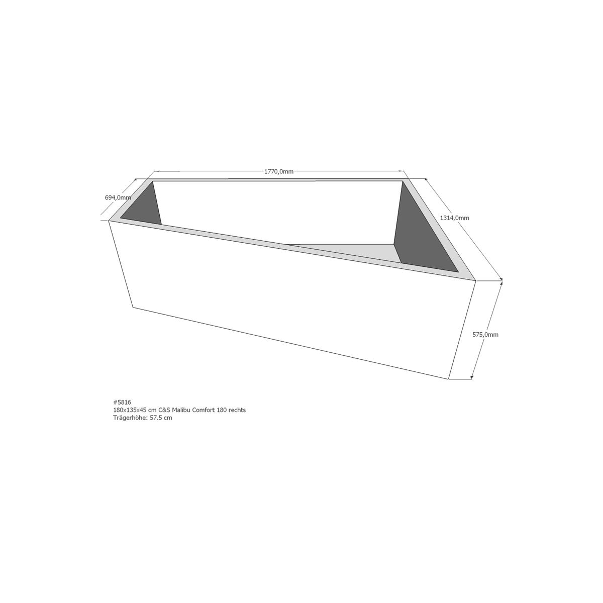 Badewannenträger für Malibu Comfort, 180 x 135 x 5