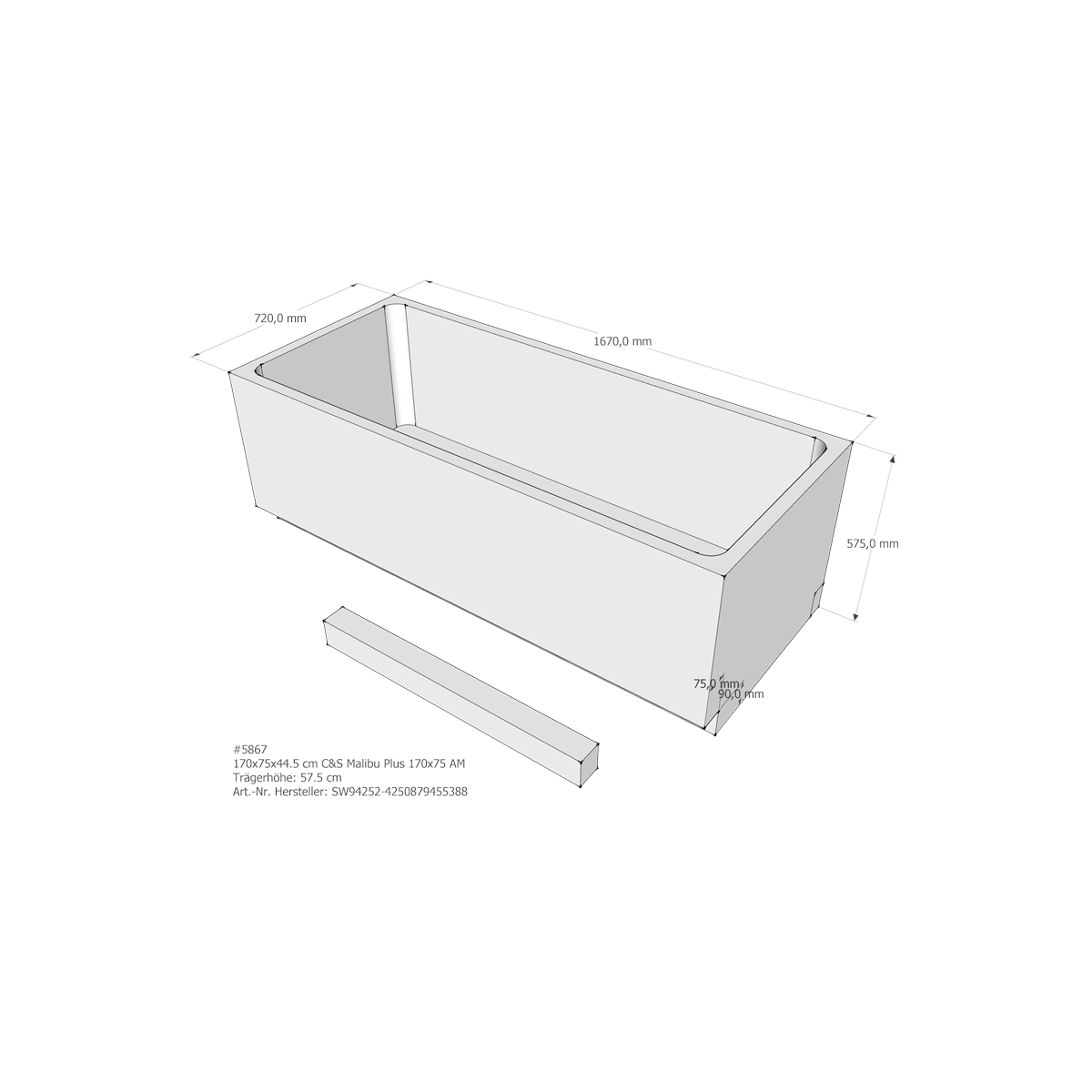 Badewannenträger für Malibu Pl box