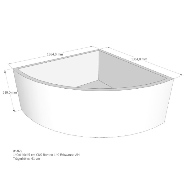 Badewannenträger für Borneo, 140 x 140 x 61 cm
