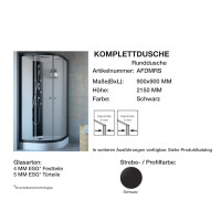 GEO Fix Viertelkreis Komplett-Duschkabine, 90 x 90 x 215 cm