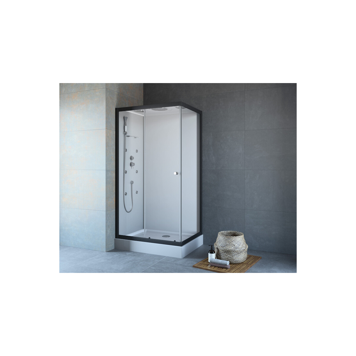GEO Fix Fronteinstieg Komplett-Duschkabine, 90 x 90 x 215 cm