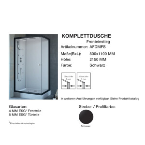 GEO Fix Fronteinstieg Komplett-Duschkabine, 90 x 90 x 215 cm