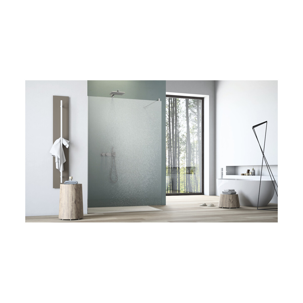 Walk-In-Duschwand aus Crash Echtglas-klar, 75 x 200 cm