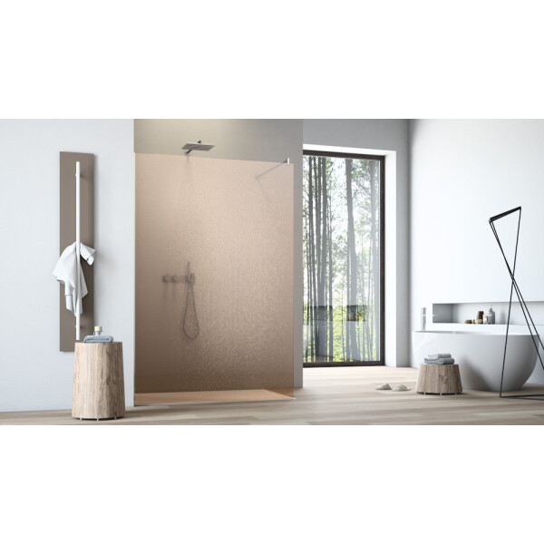 Walk-In-Duschwand aus Crash Echtglas-BRONZE, 115 x 200 cm