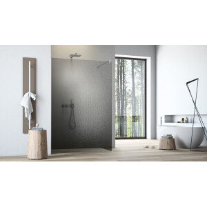 Walk-In-Duschwand aus Crash Echtglas-GRAU, 75 x 200 cm