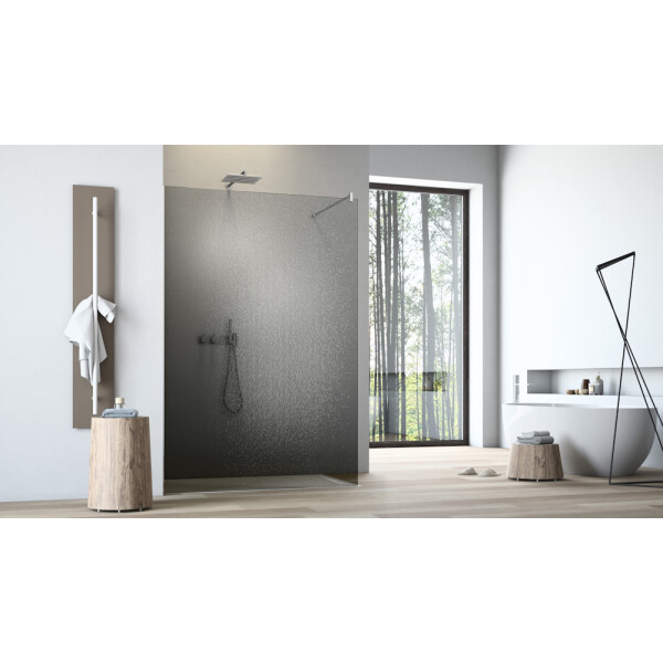 Walk-In-Duschwand aus Crash Echtglas-GRAU, 95 x 200 cm