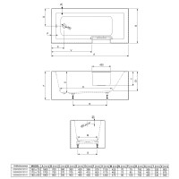 Badewanne mit Tür rechts, 180 x 80 x 65 cm, Vorwand Eck links