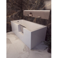Badewanne mit Tür rechts, 160 x 70 x 57 cm, Vorwand Eck links