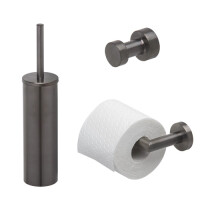 Toilettenzubehör Bundle Nemox, Gebürstetes Metall in Schwarz