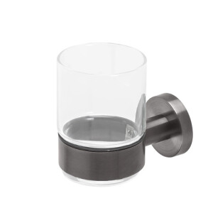 Glashalter mit Glas Nemox, Schwarz Metall gebürstet