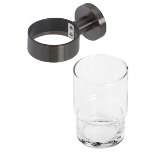 Glashalter mit Glas Nemox, Schwarz Metall gebürstet