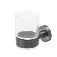 Glashalter mit Glas Nemox, Schwarz Metall gebürstet