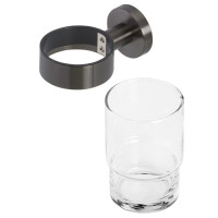 Glashalter mit Glas Nemox, Schwarz Metall gebürstet