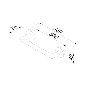 Wannengriff 30 cm Nemox, Schwarz Metall gebürstet