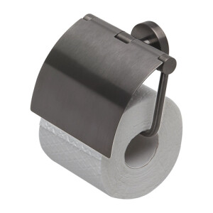 Toilettenpapierhalter mit Deckel Nemox, Schwarz Metall gebürstet