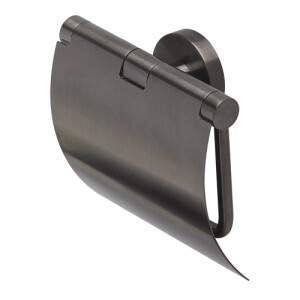 Toilettenpapierhalter mit Deckel Nemox, Schwarz Metall gebürstet