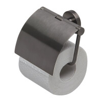 Toilettenpapierhalter mit Deckel Nemox, Schwarz Metall gebürstet