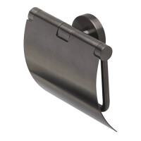 Toilettenpapierhalter mit Deckel Nemox, Schwarz Metall gebürstet