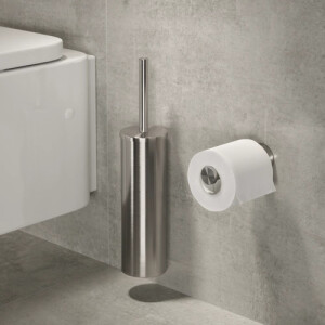 Toilettenbürste mit Halter (weißer Bürstekopf) Nemox, Edelstahl gebürstet