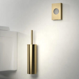 Toilettenbürste mit Halter (weißer Bürstekopf) Nemox, Goldfarben gebürstet