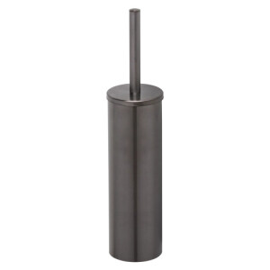 Toilettenbürste mit Halter (weißer Bürstekopf) Nemox, Schwarz Metall gebürstet